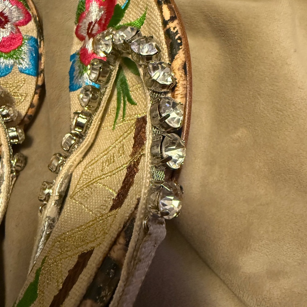 Beverly Feldman Embroidered Rhinestone Floral Sandals - Picture 5 of 11